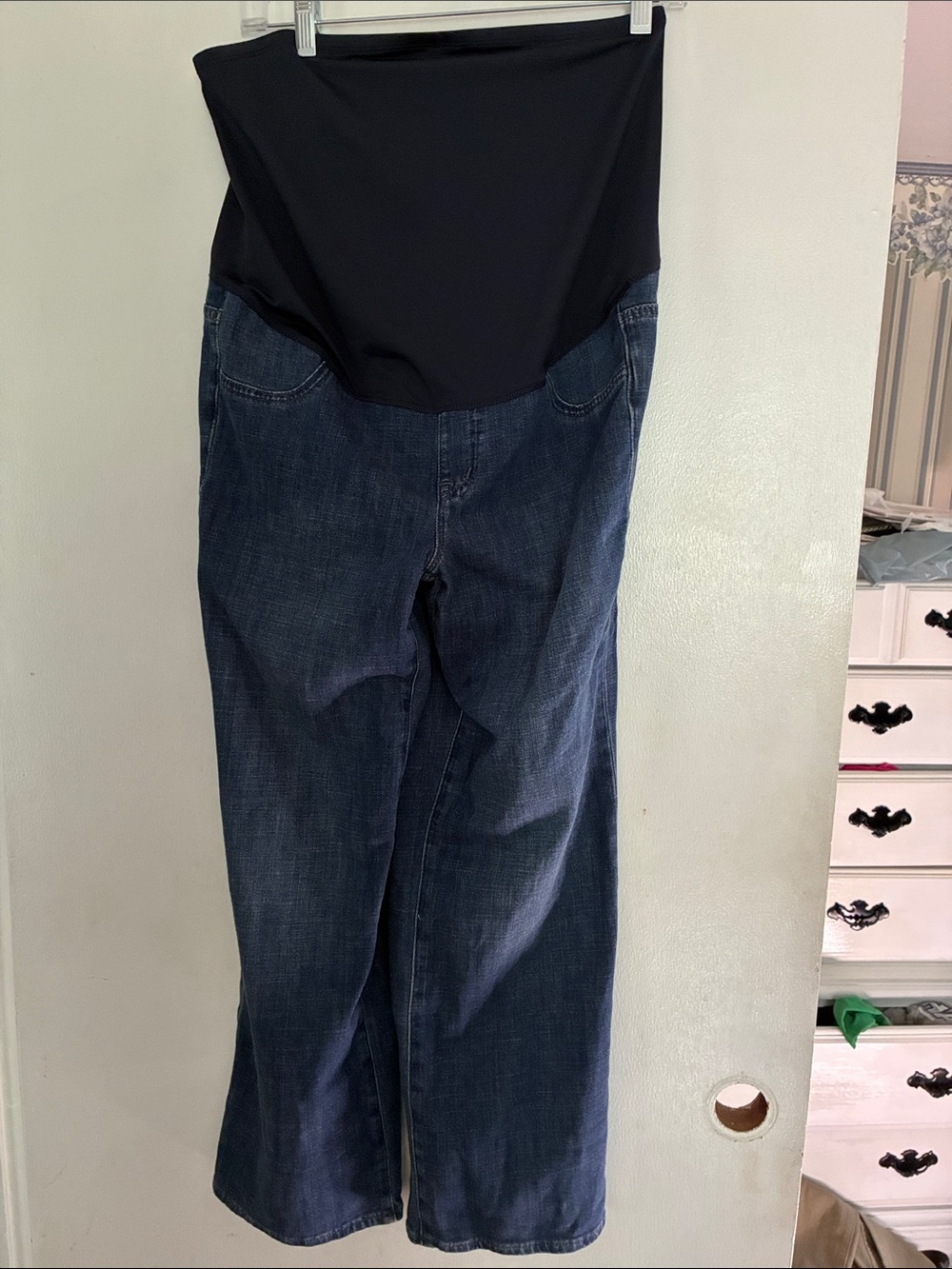 J Crew Dark Blue Maternity Jeans with Black Stretch Panel  NWT Size 28